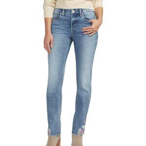 NEW Jag Mid Rise Embroidered Ruby Straight Leg Jeans In Essex Blue